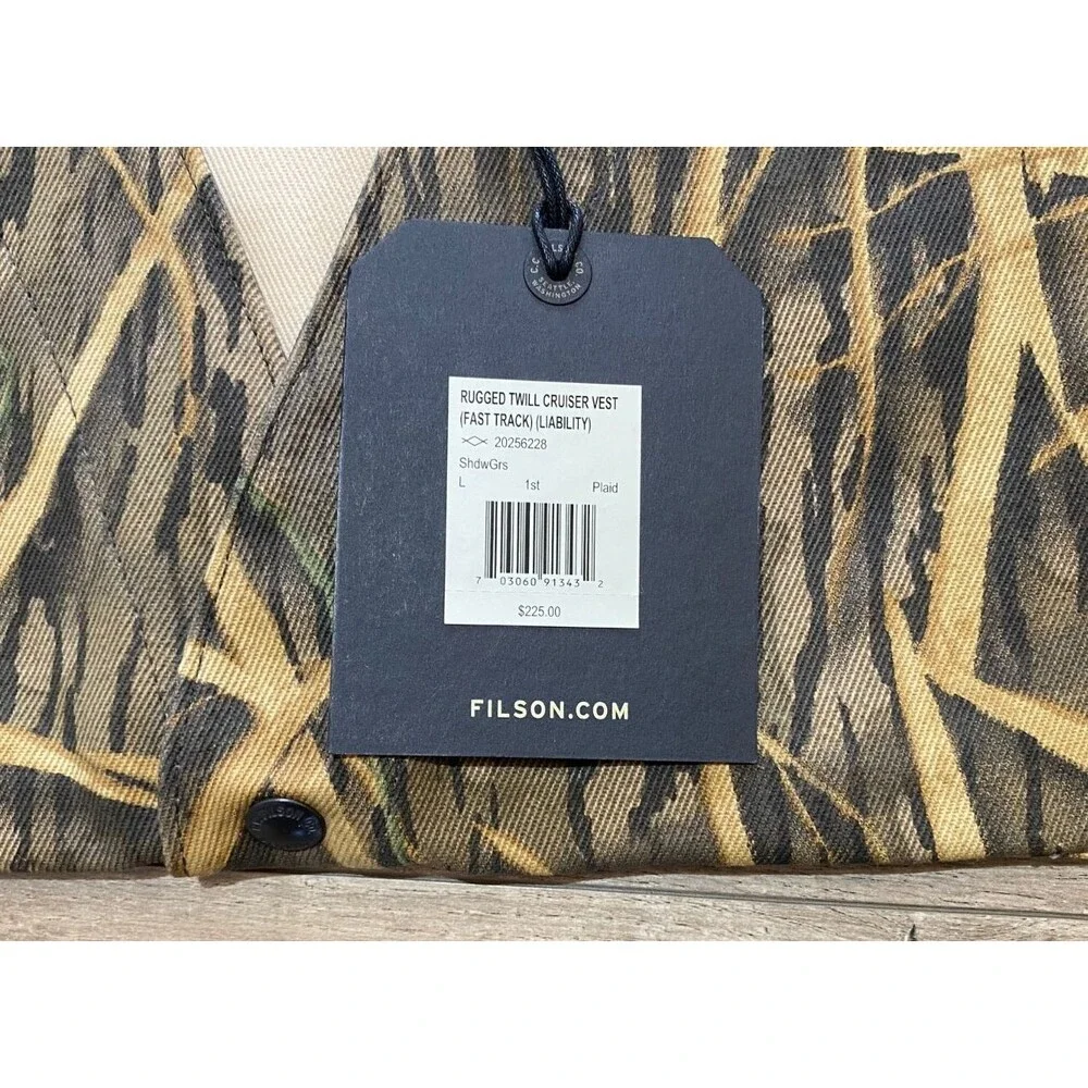 Filson Mossy Oak Rugged Twill Cruiser Mens L Shadow Grass Camo Field Vest Jacket - Picture 4 of 9